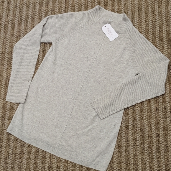 kinross cashmere Sweaters - Kinross Cashmere NEW Mock Ribbed Sleeve Sweater S